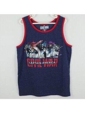 Marvel Captain America Civil War Boys Medium Blue Red Graphic Tank Top